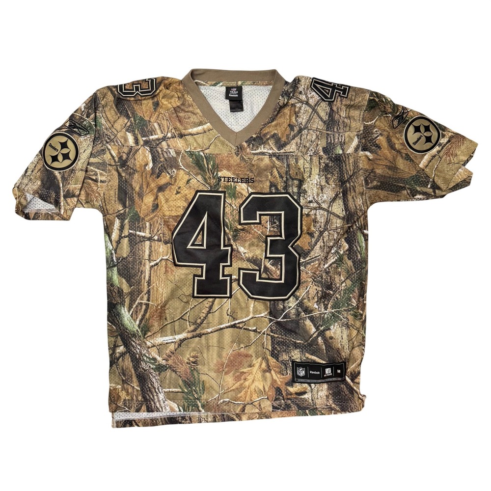 Reebok NFL Pittsburgh Steelers Troy Polamalu 43 Camo Jersey Mens Medium Stitched